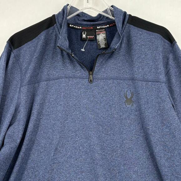Spyder Active Quarter Zip Sweatshirt Mens Size L Blue Long Sleeve Pullover - Picture 3 of 9